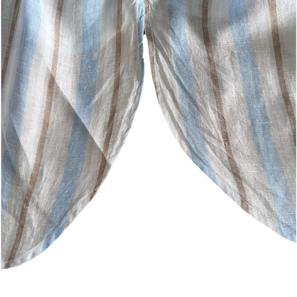 CP Shades Romy Linen Tunic Shirt Light Blue & Brown Stripe Relaxed Fit Size L - Picture 6 of 10